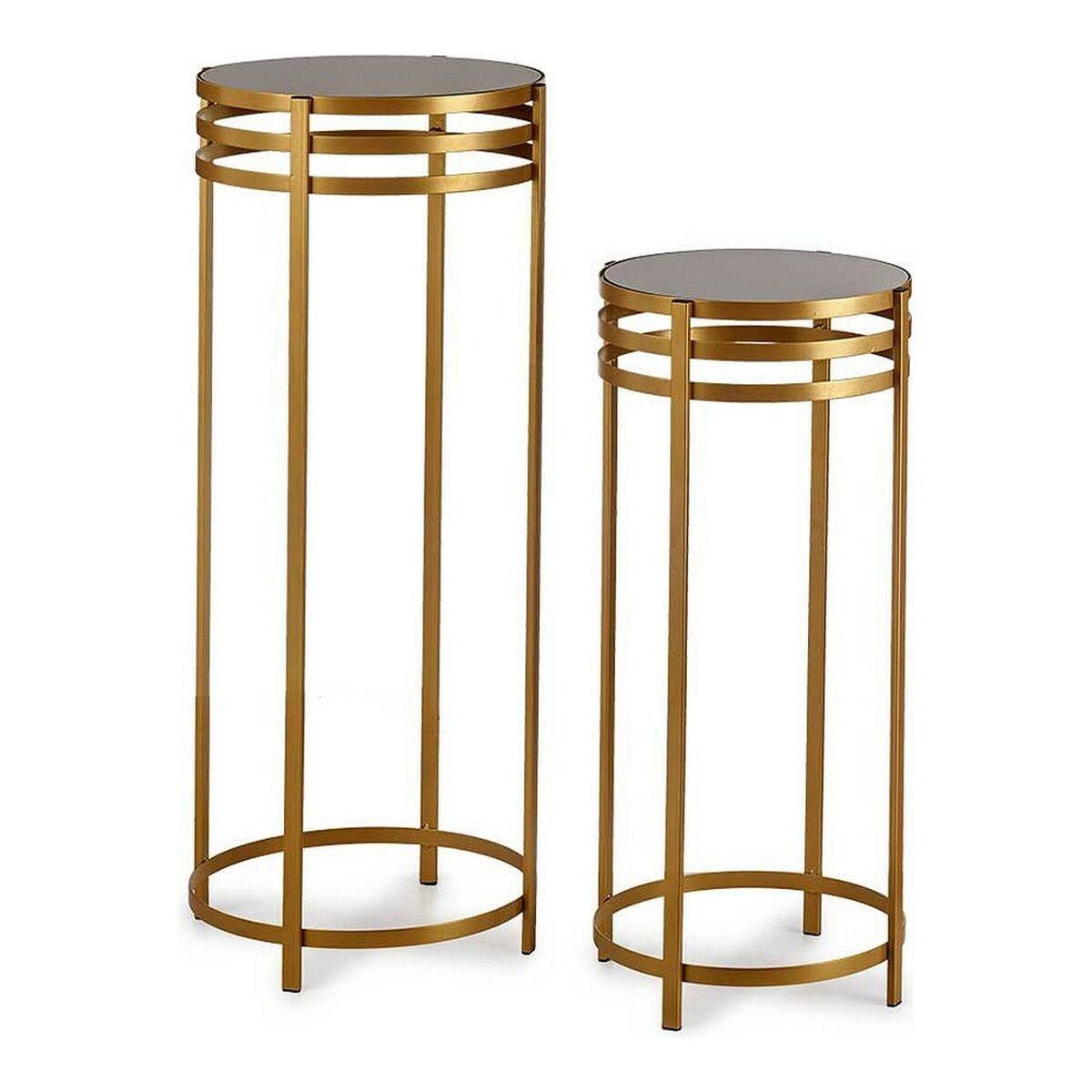Juego de 2 mesas Gift Decor Negro Dorado Metal Cristal 42,5 x 105 x 42,5 cm