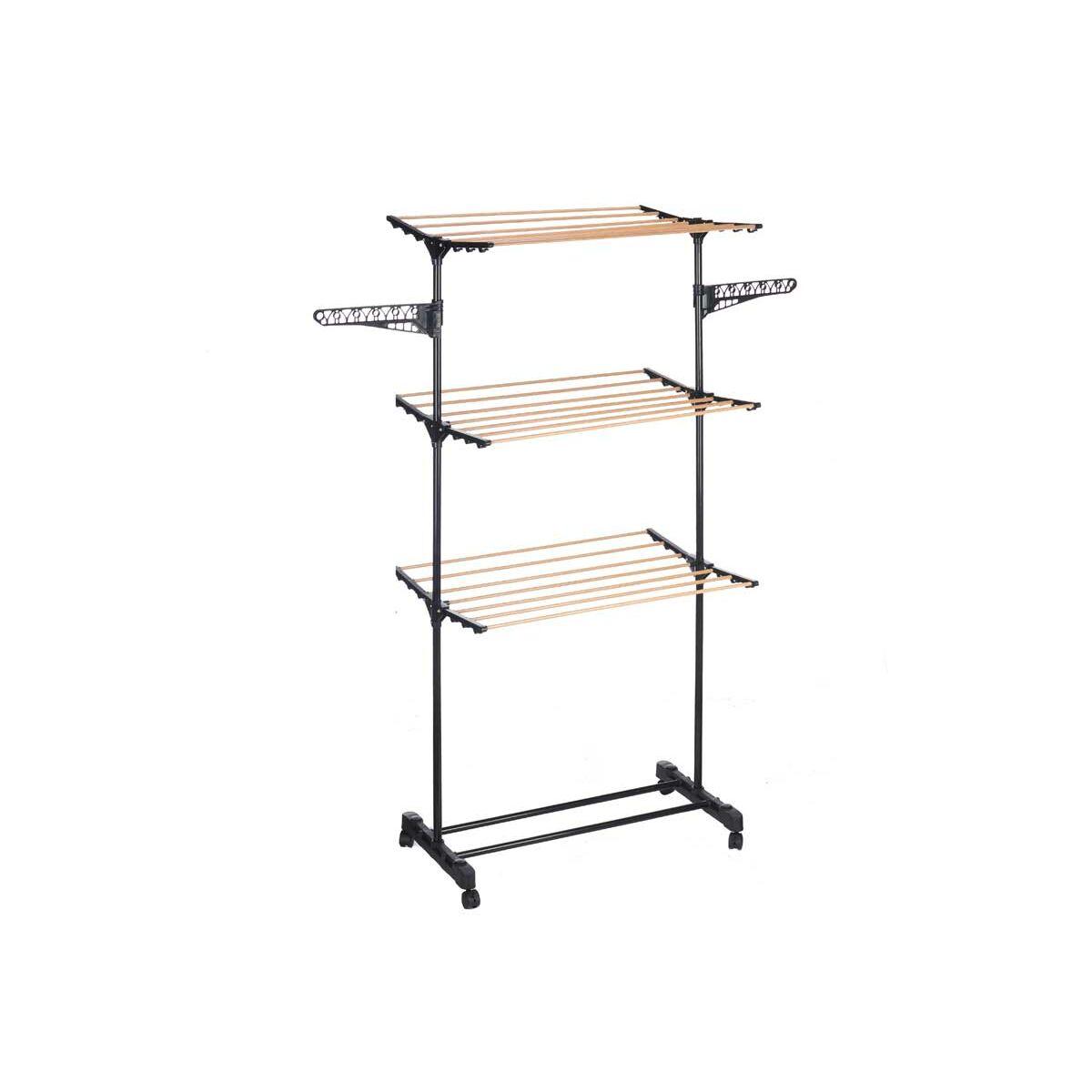 Tendedero Kipit Negro Natural Hierro Plástico 82 x 165 x 59 cm 80 x 15 x 10 cm 15 x 80,7 x 10 cm
