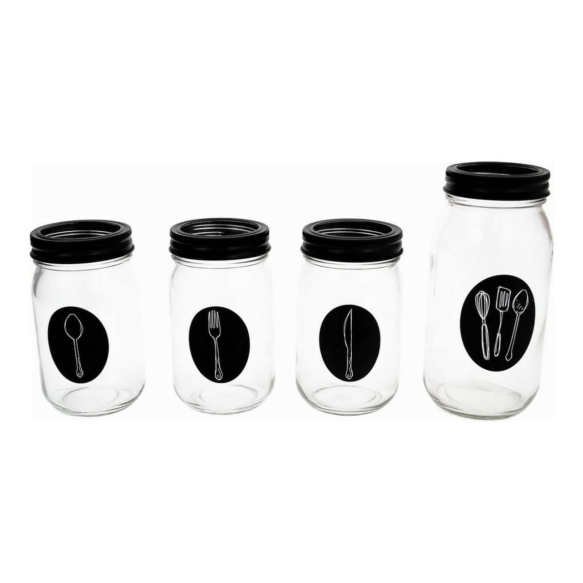 Organizador para Cubiertos Vivalto Negro Transparente Metal Vidrio 9 x 9 x 17 cm