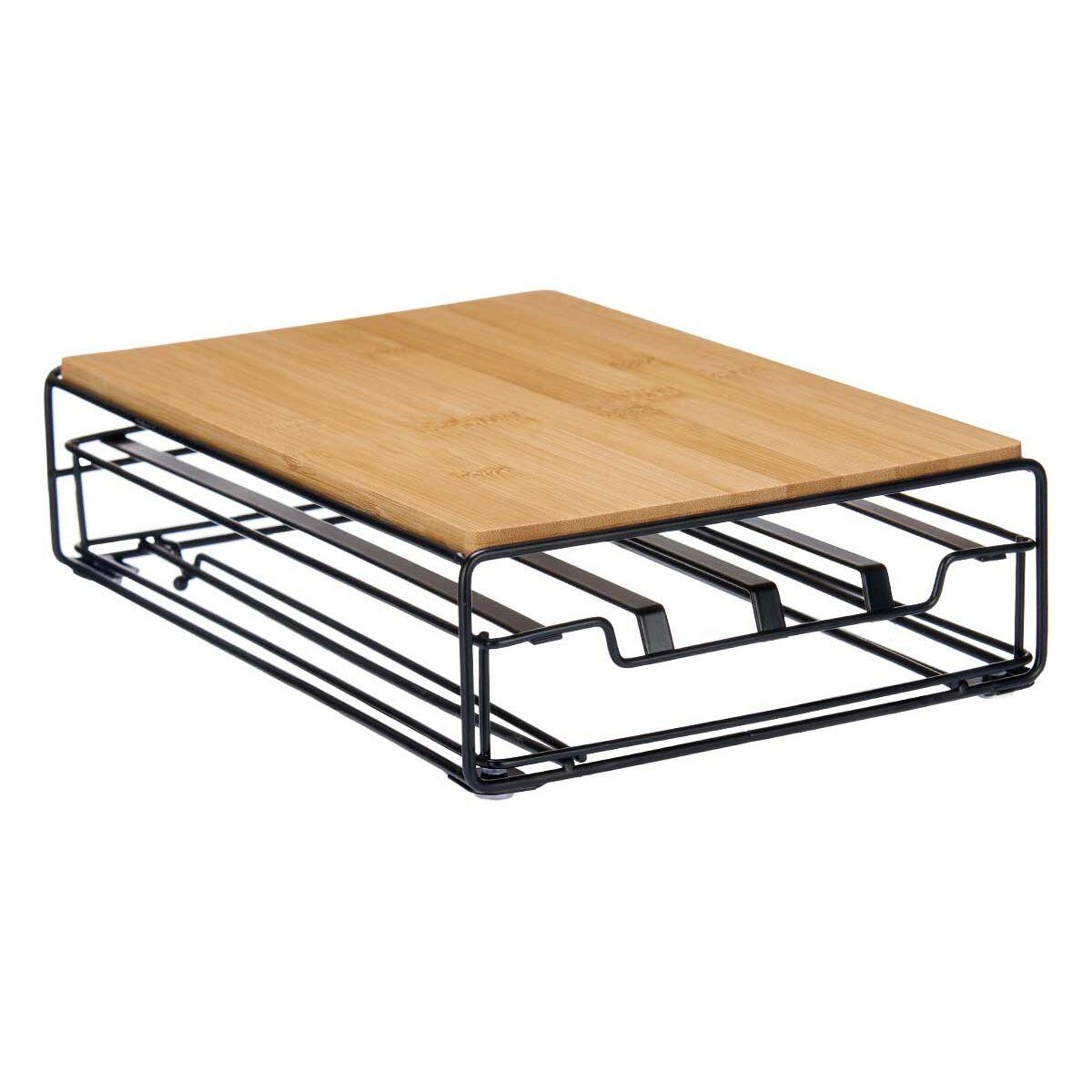 Organizador de Cápsulas de Café Kinvara Marrón Negro Natural Metal Bambú 21 x 57 x 8,5 cm 21 x 7,5 x 31 cm 21 x 8,5 x 31 cm