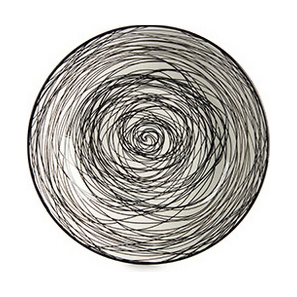 Plato Hondo Vessia Blanco Negro Porcelana Rayas 20 x 4,7 x 20 cm