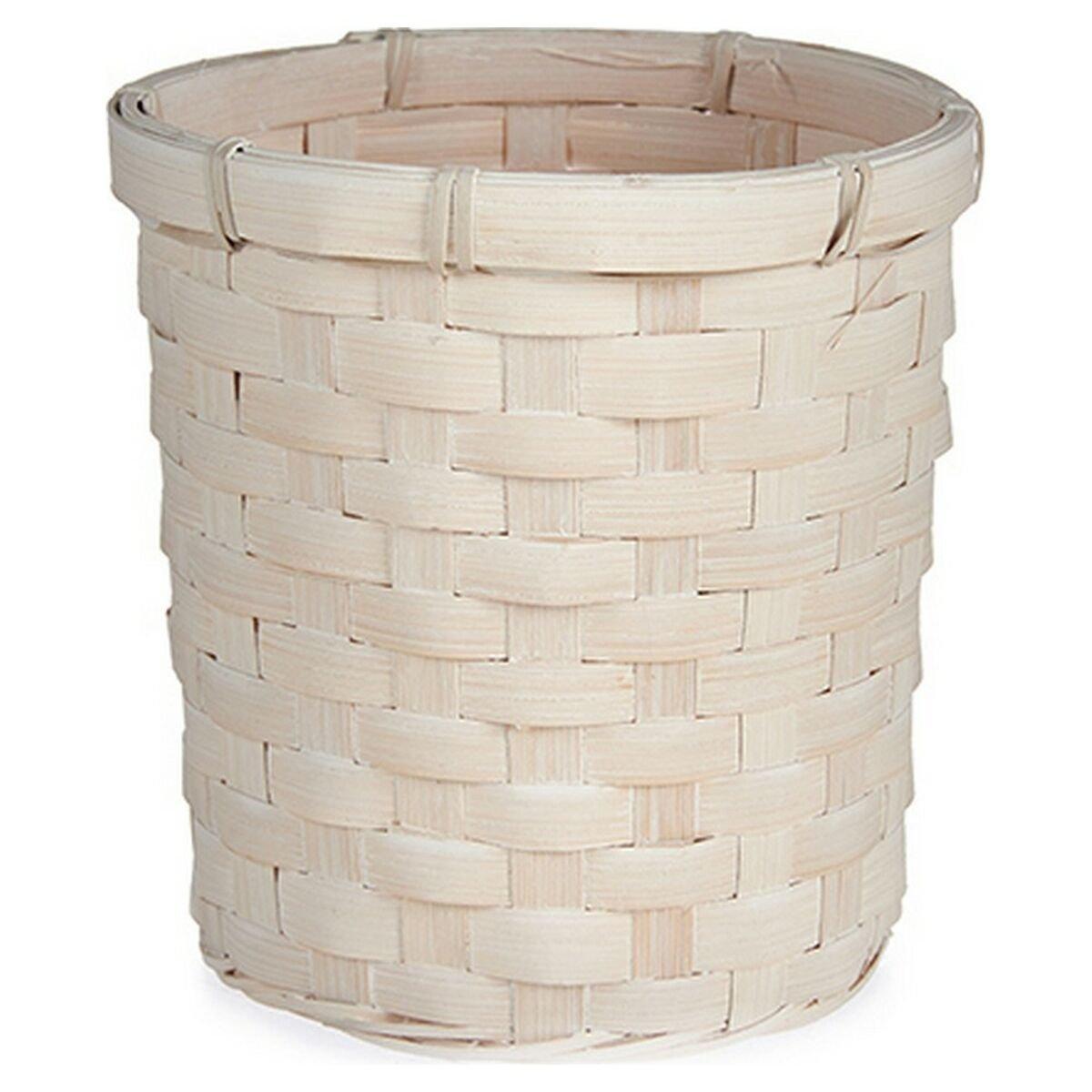 Macetero Gift Decor Blanco PVC Bambú 17 x 15 x 17 cm Redondo