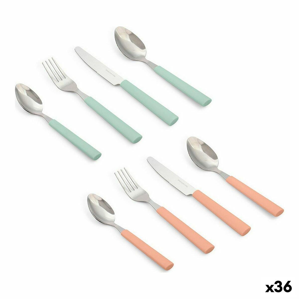 Set de Cubiertos Plástico Acero Inoxidable 4 Piezas (36 Unidades) (4 pcs)
