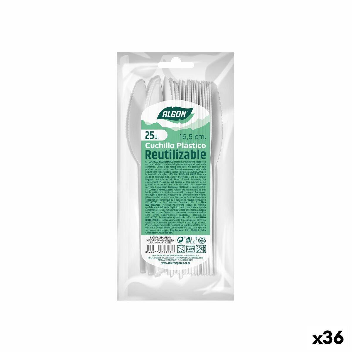 Set de Cuchillos Algon Reutilizable Blanco 36 Unidades 16,5 cm