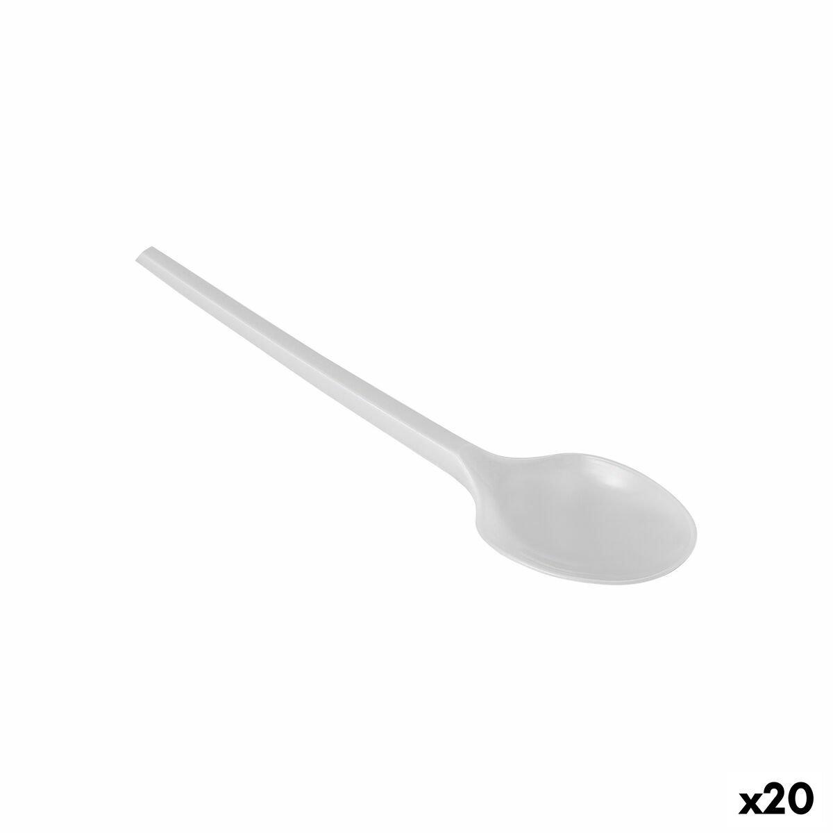 Set de Cucharas Algon Reutilizable Blanco 20 Unidades 12,5 cm