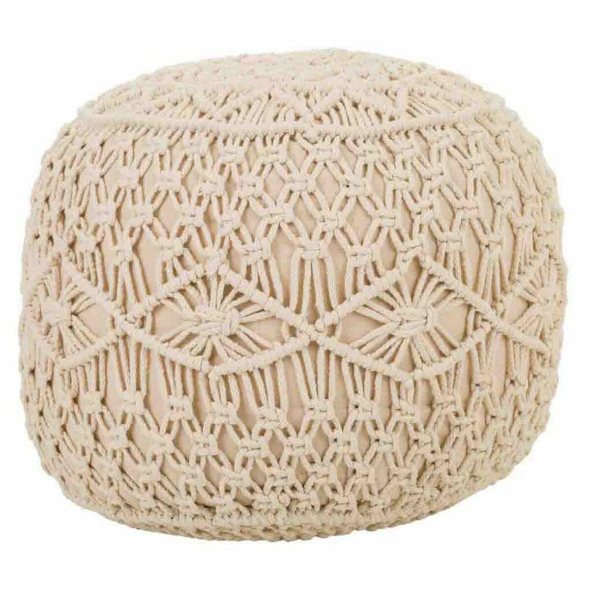 Puff Alexandra House Living Crema Bambú Esponja Madera MDF 50 x 30 x 50 cm