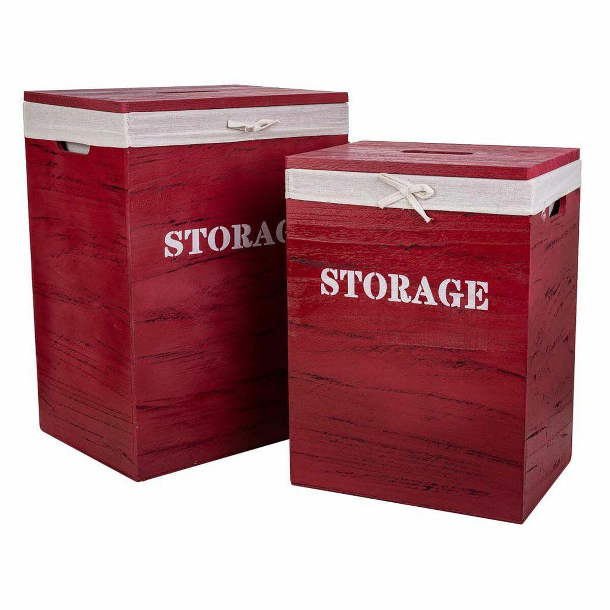 Cesto para la Ropa Sucia Alexandra House Living Rojo Madera de Paulonia 30 x 54 x 40 cm 34 x 26 x 47 cm 2 Piezas