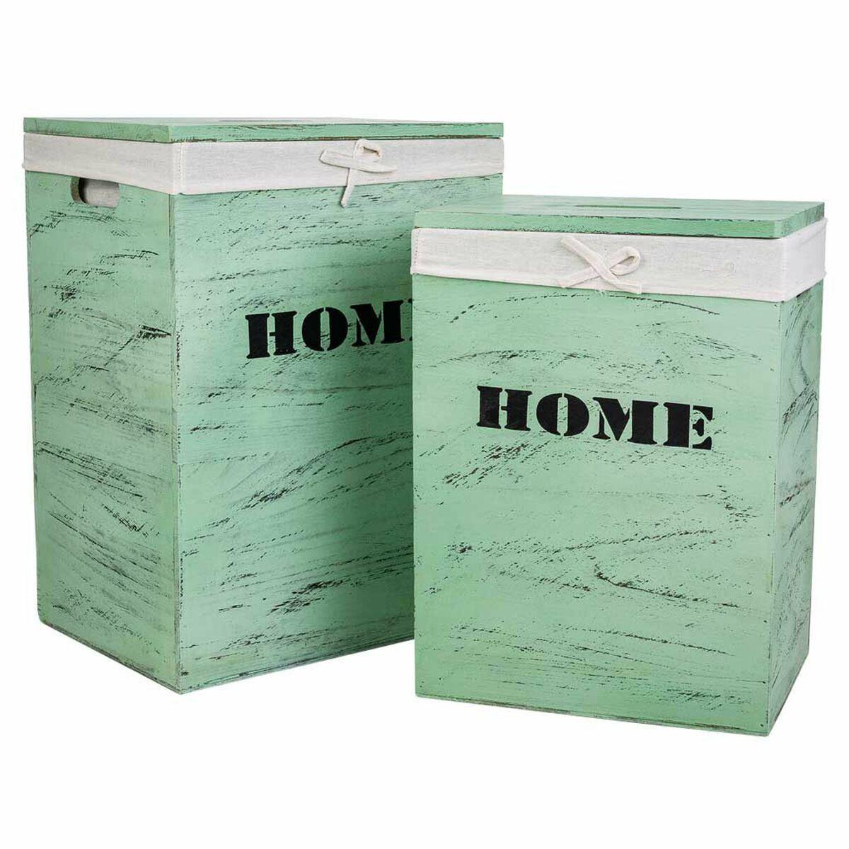 Cesto para la Ropa Sucia Alexandra House Living Verde Madera de Paulonia 30 x 54 x 40 cm 34 x 26 x 47 cm 2 Piezas