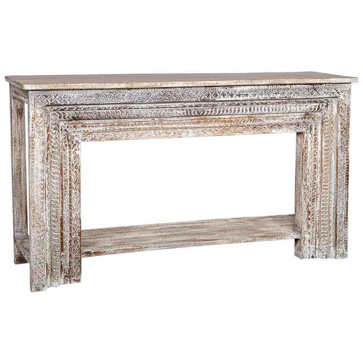 Recibidor Alexandra House Living Blanco Gris 39 x 86 x 160 cm Acabado envejecido Tallado