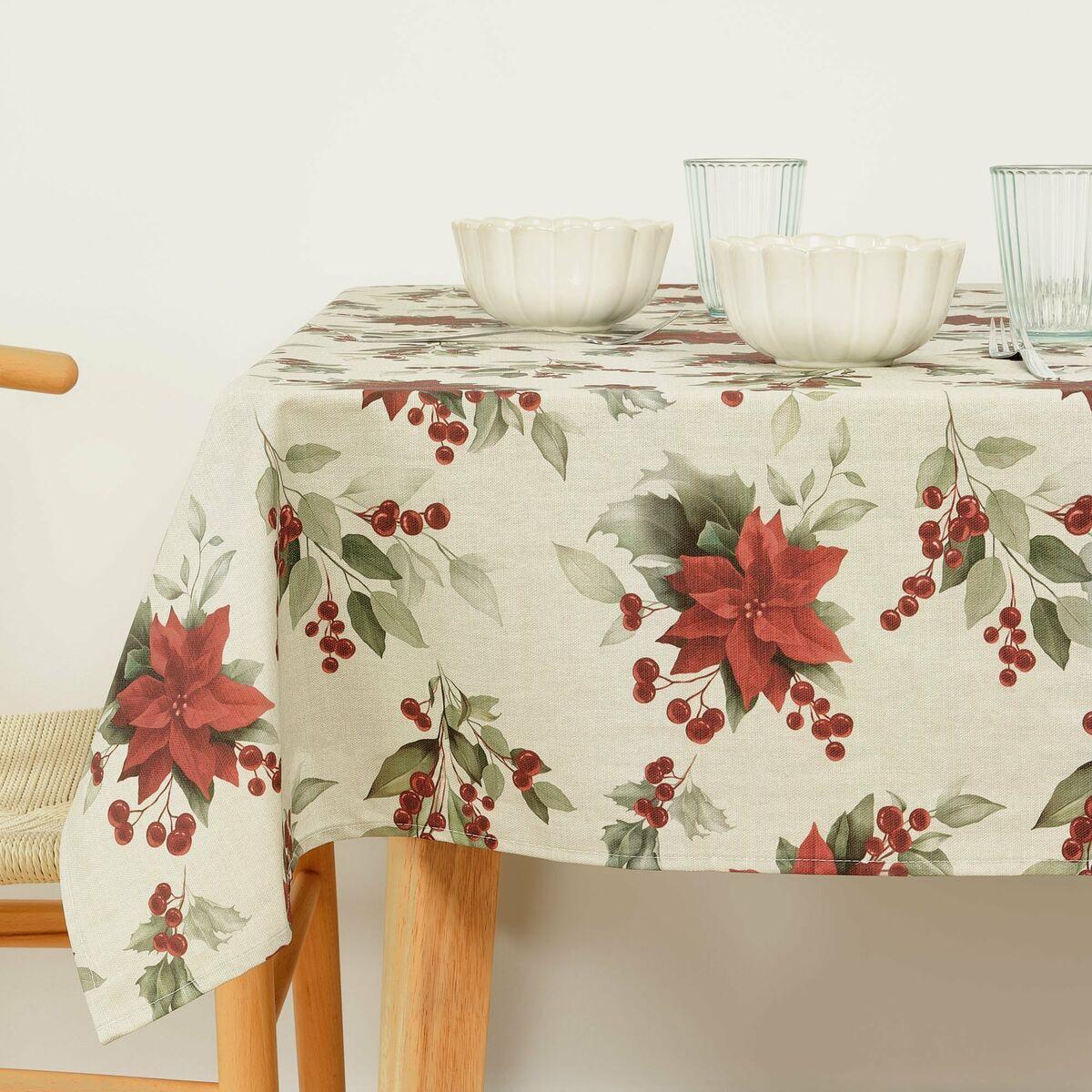 Mantel resinado antimanchas Belum Christmas Rojo Verde Lino 200 x 150 cm