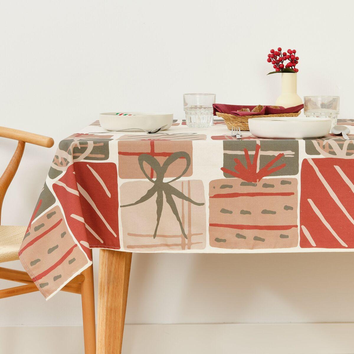Mantel resinado antimanchas Belum Christmas Present Blanco Rojo Verde 200 x 150 cm