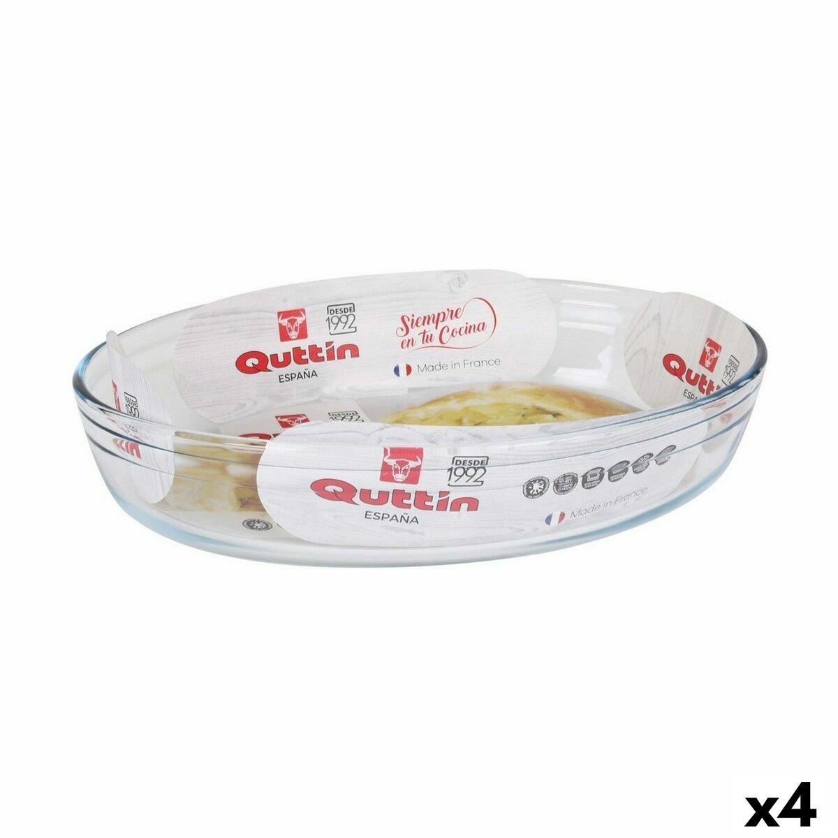 Fuente para Horno Quttin Transparente Vidrio Ovalado 2,2 L 30,1 x 20,9 x 6,3 cm (4 Unidades)
