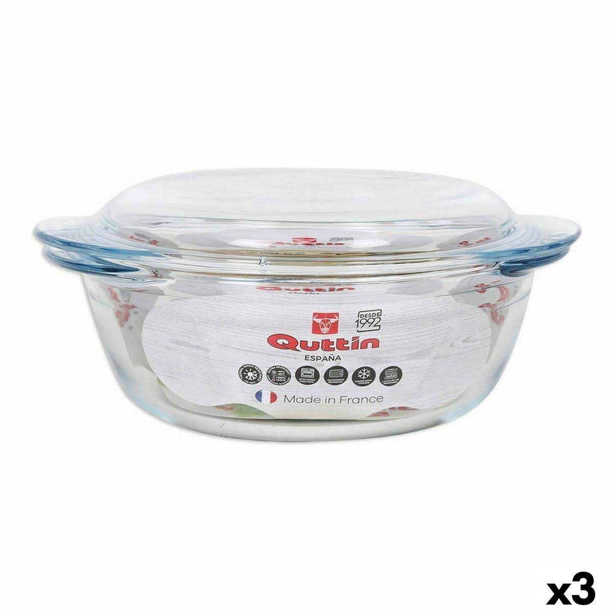 Cacerola Con Tapa Quttin Quttin Vidrio 1,6 + 0,5 L (3 Unidades)
