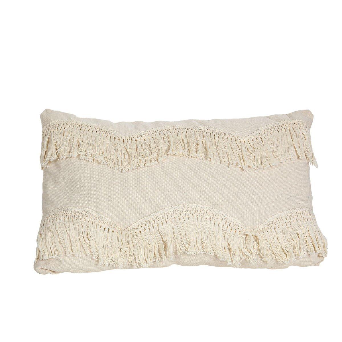 Cojín Romimex Blanco Con flecos