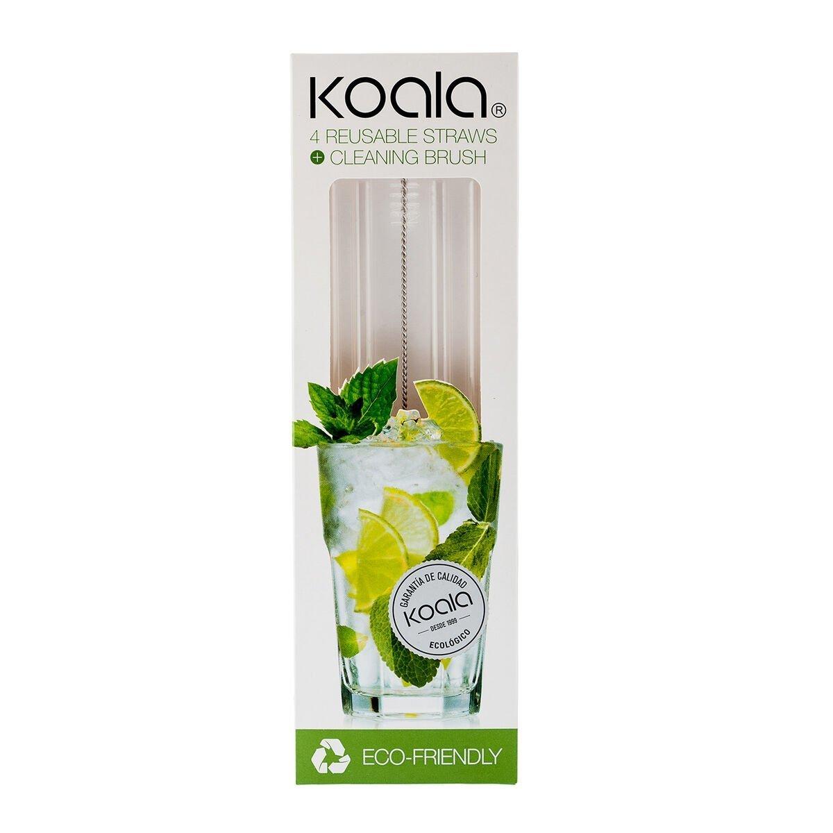 Pajitas Reutilizables Koala Bodega Transparente Metal 5 Unidades