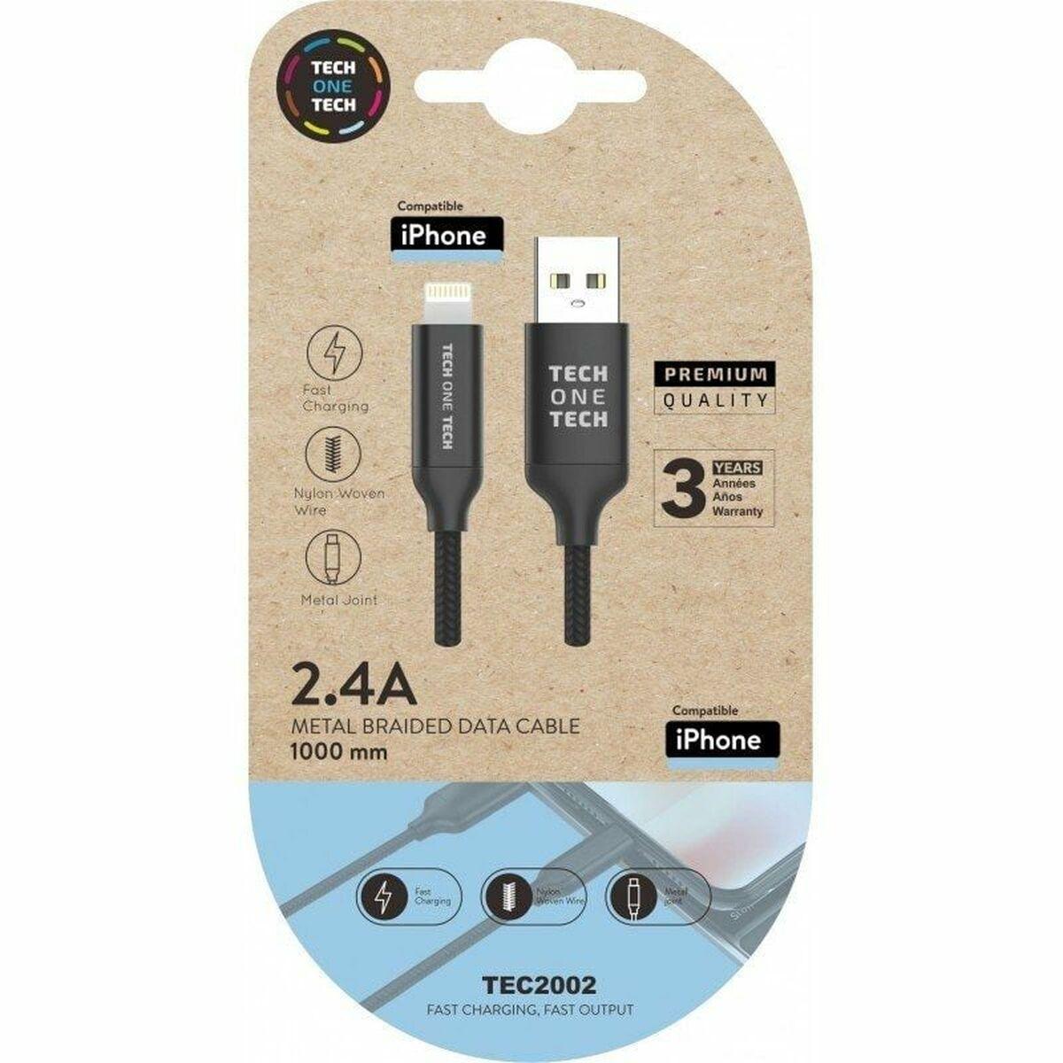 Cable Lightning Tech One Tech TEC2002 1 m Negro