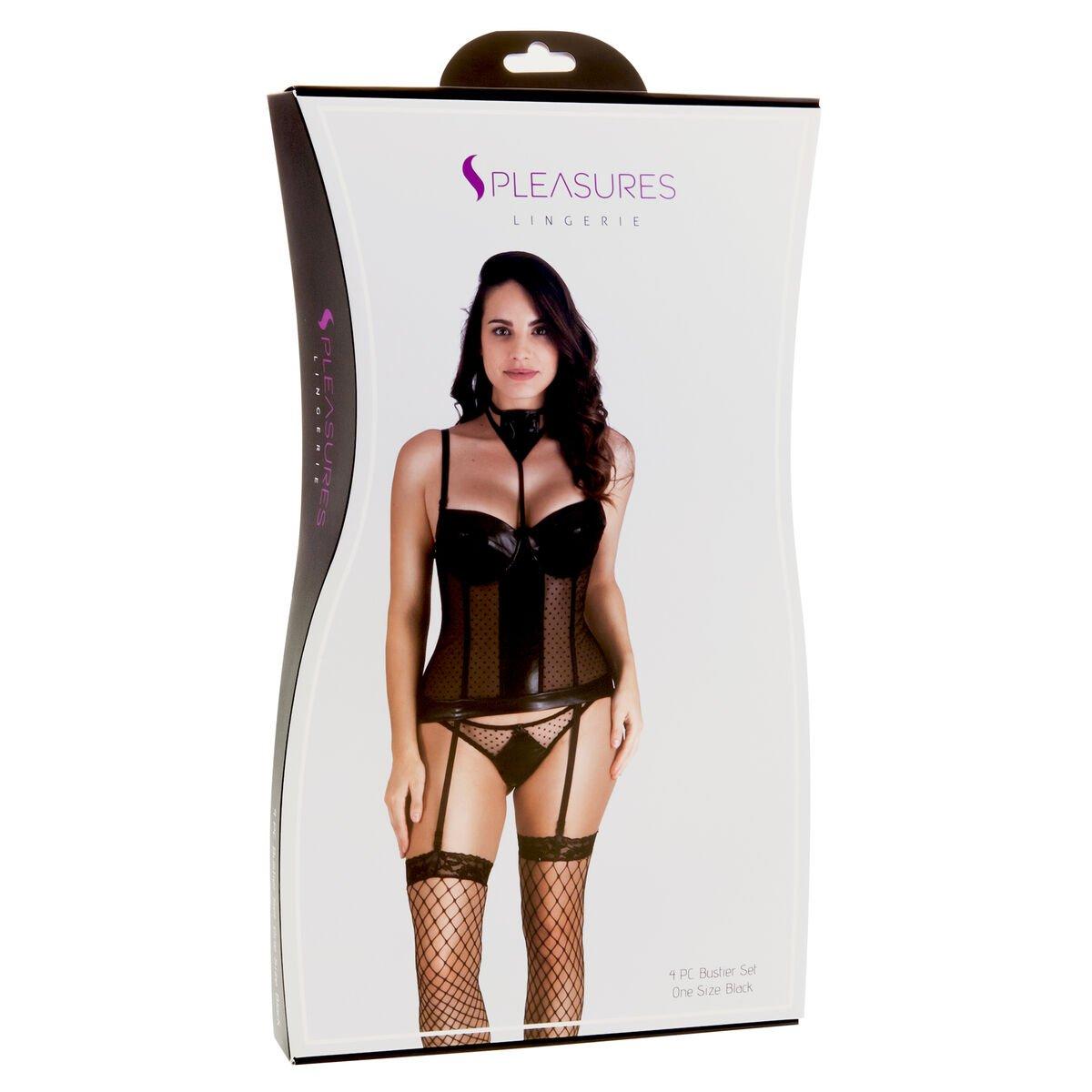 Conjunto de Lencería S Pleasures Negro (Talla única)