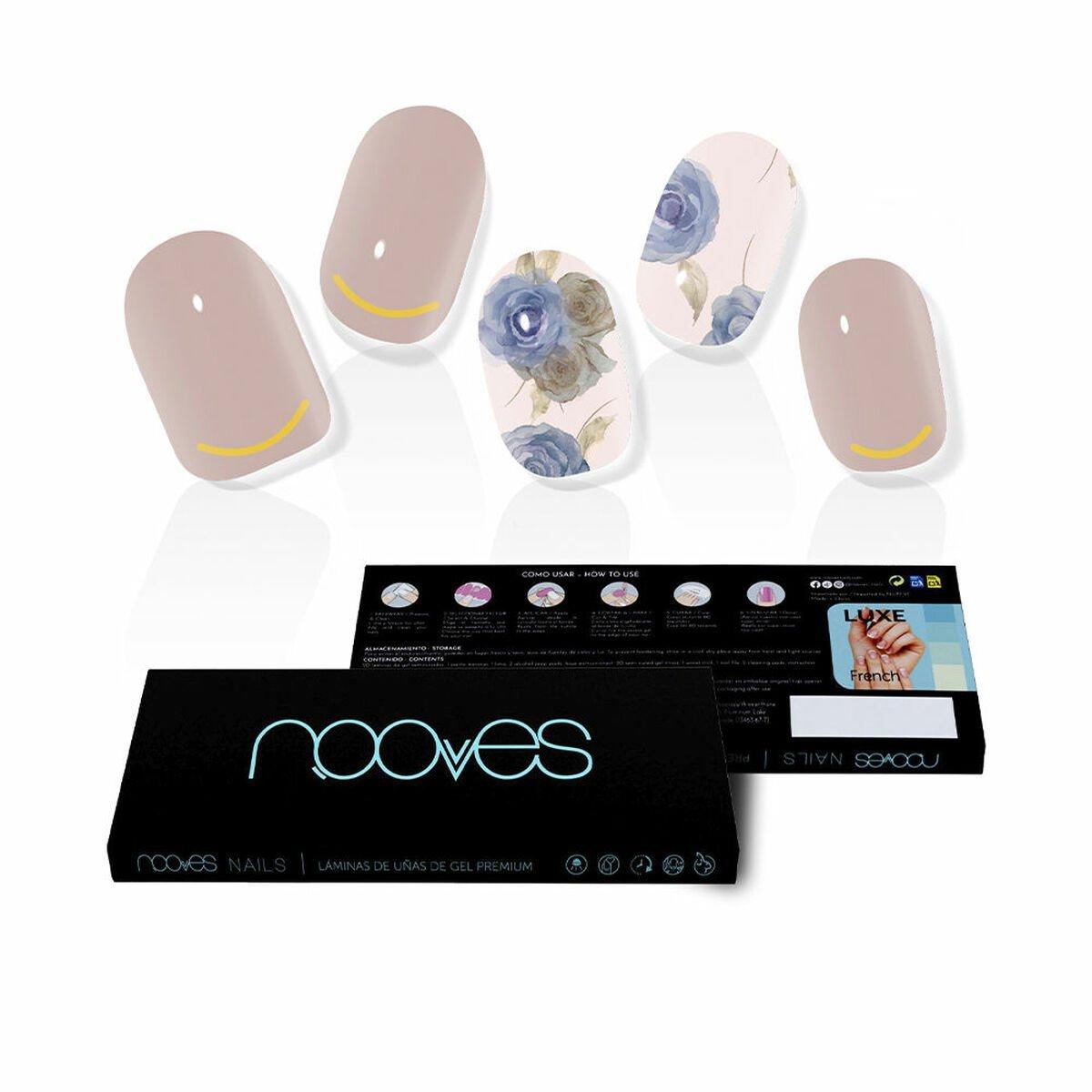 Uñas Postizas Nooves Elegant Floral metálico Gel Autoadhesivas 20 Piezas