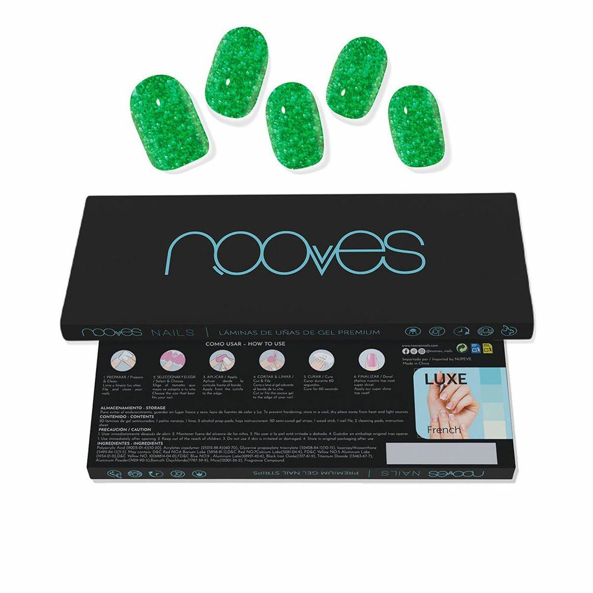 Láminas de Gel para Uñas Nooves Láminas De Uñas De Gel Glitter green 20 Piezas