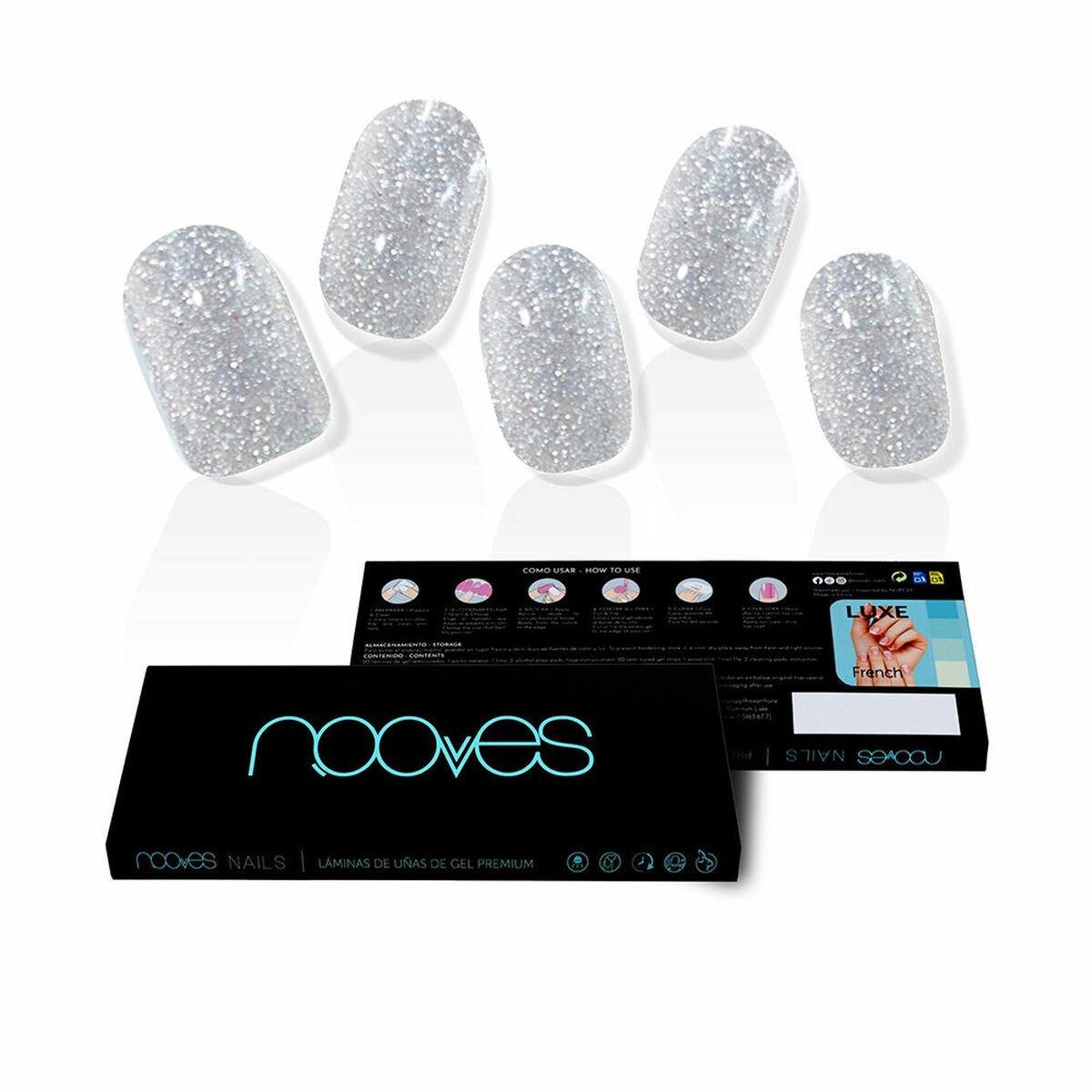 Láminas de Gel para Uñas Nooves Láminas De Uñas De Gel Glitter grey 20 Piezas