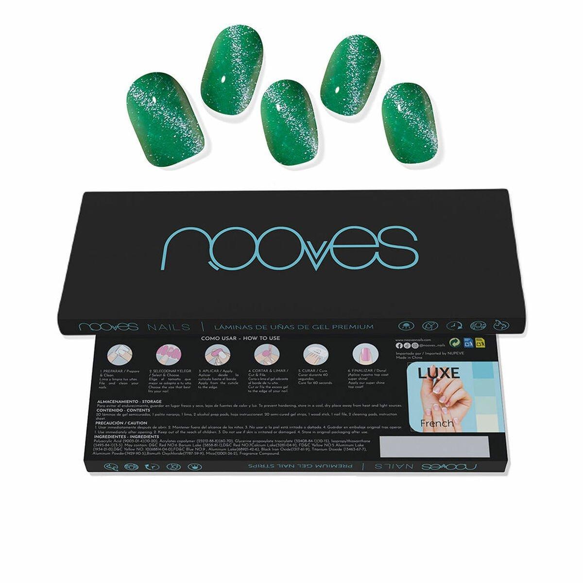 Láminas de Gel para Uñas Nooves Láminas De Uñas De Gel Cat eye green 20 Piezas