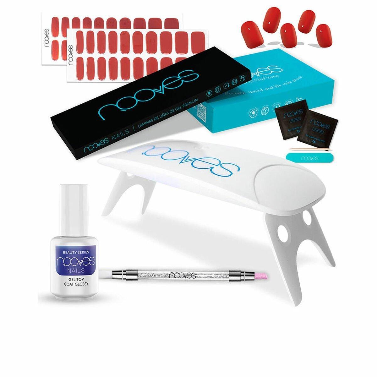 Set de Manicura Nooves Premium Láminas de Gel para Uñas Rojo 8 Piezas