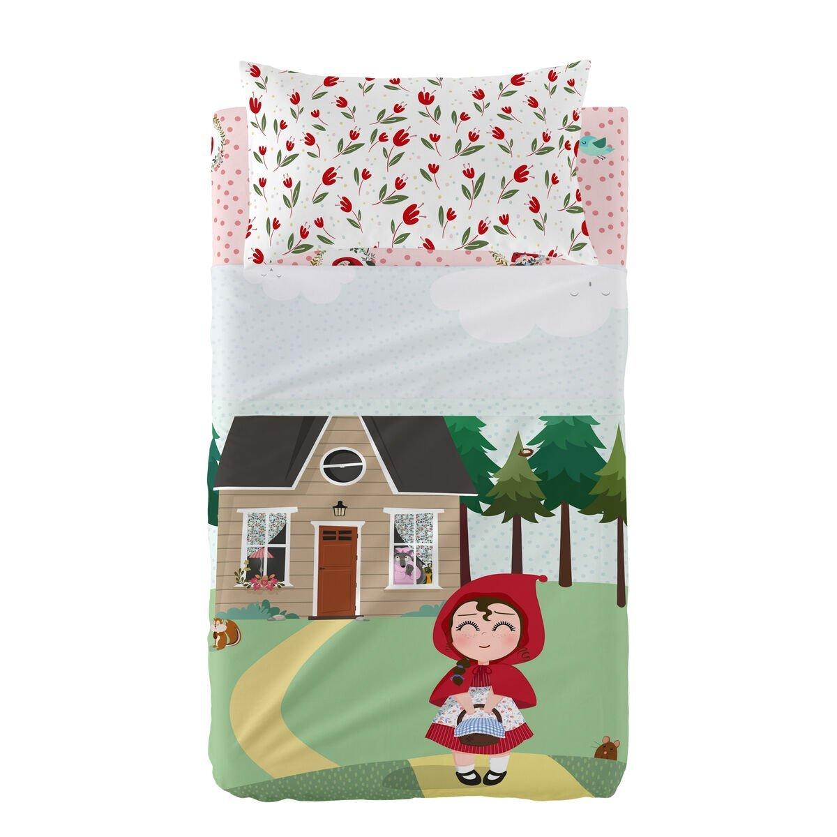 Juego de Sábanas para Cuna HappyFriday Mr Fox Red Riding Hood Multicolor Cuna de Bebé