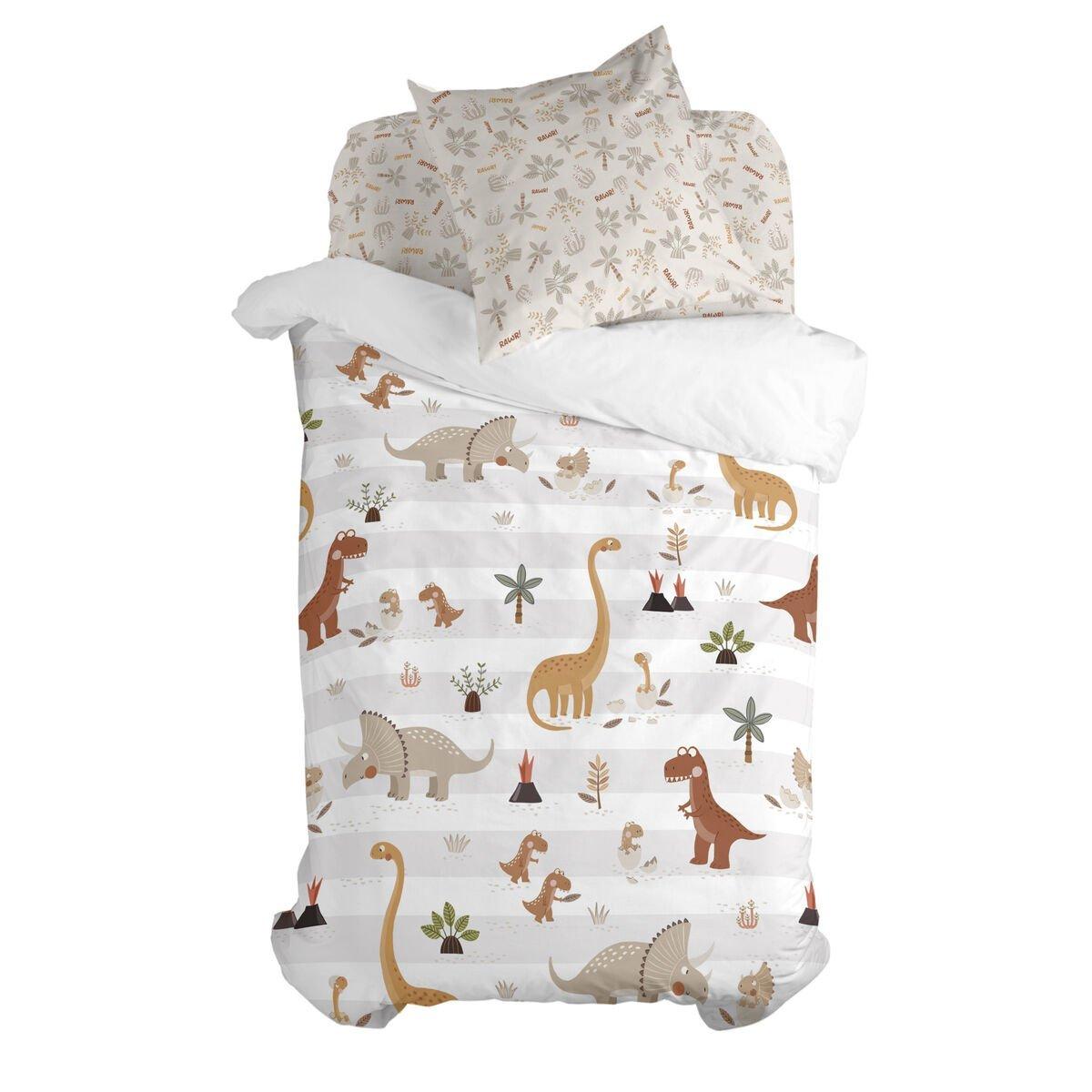 Juego de funda nórdica HappyFriday Moshi Moshi Dino Family Multicolor Cama de 80 2 Piezas