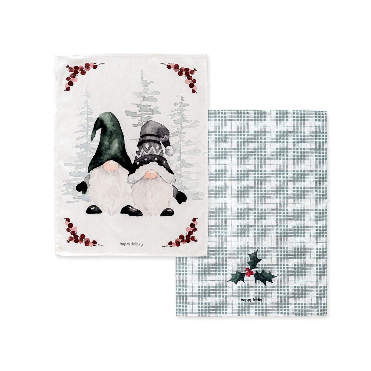 Set de Paños HappyFriday Xmas Gnomes Multicolor 70 x 50 cm 15 x 1 x 38 cm (2 Piezas)
