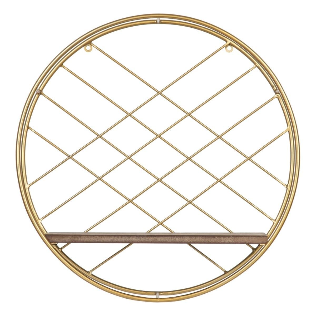 Estante Natural Dorado Metal Madera 43 x 13 x 43 cm