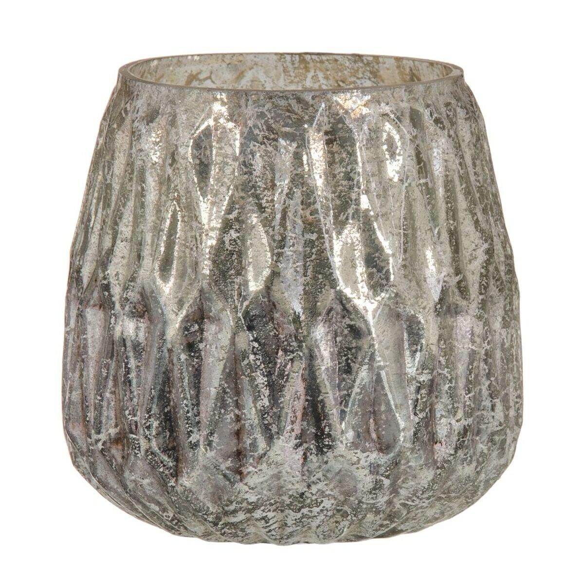 Portavelas Cristal Gris 11 x 11 x 11 cm