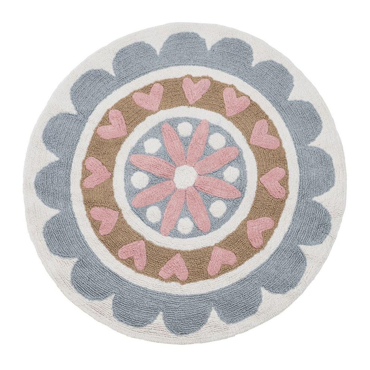 Alfombra Infantil 100 % algodón Flor 100 cm 100 x 100 x 1 cm