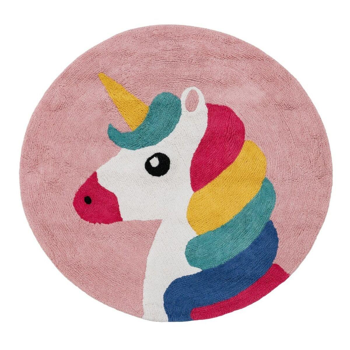 Alfombra Infantil 100 % algodón Unicornio 100 cm 100 x 100 x 1 cm