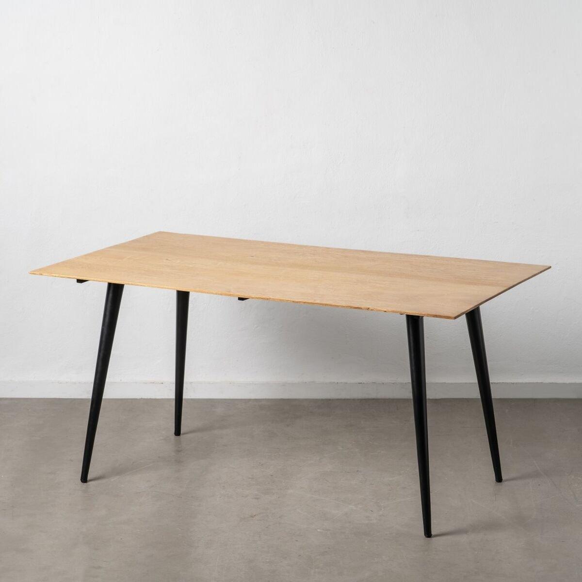 Mesa de Comedor Natural Negro Madera Hierro 160 x 90 x 77 cm