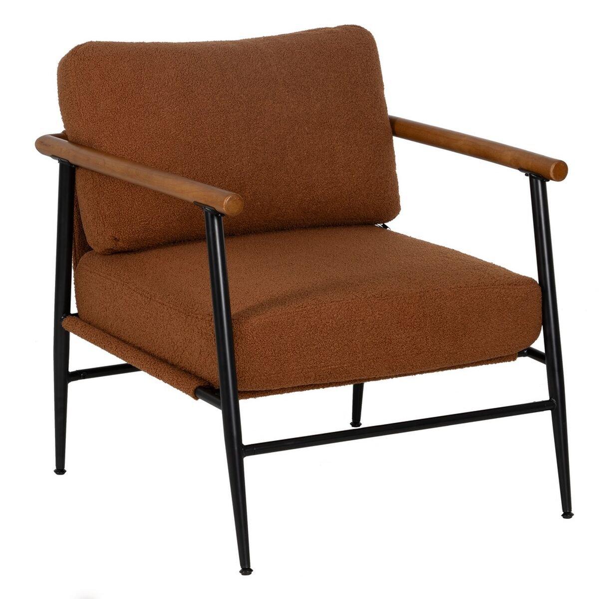 Sillón Marrón Negro Madera de caucho Tejido 70 x 76 x 81 cm