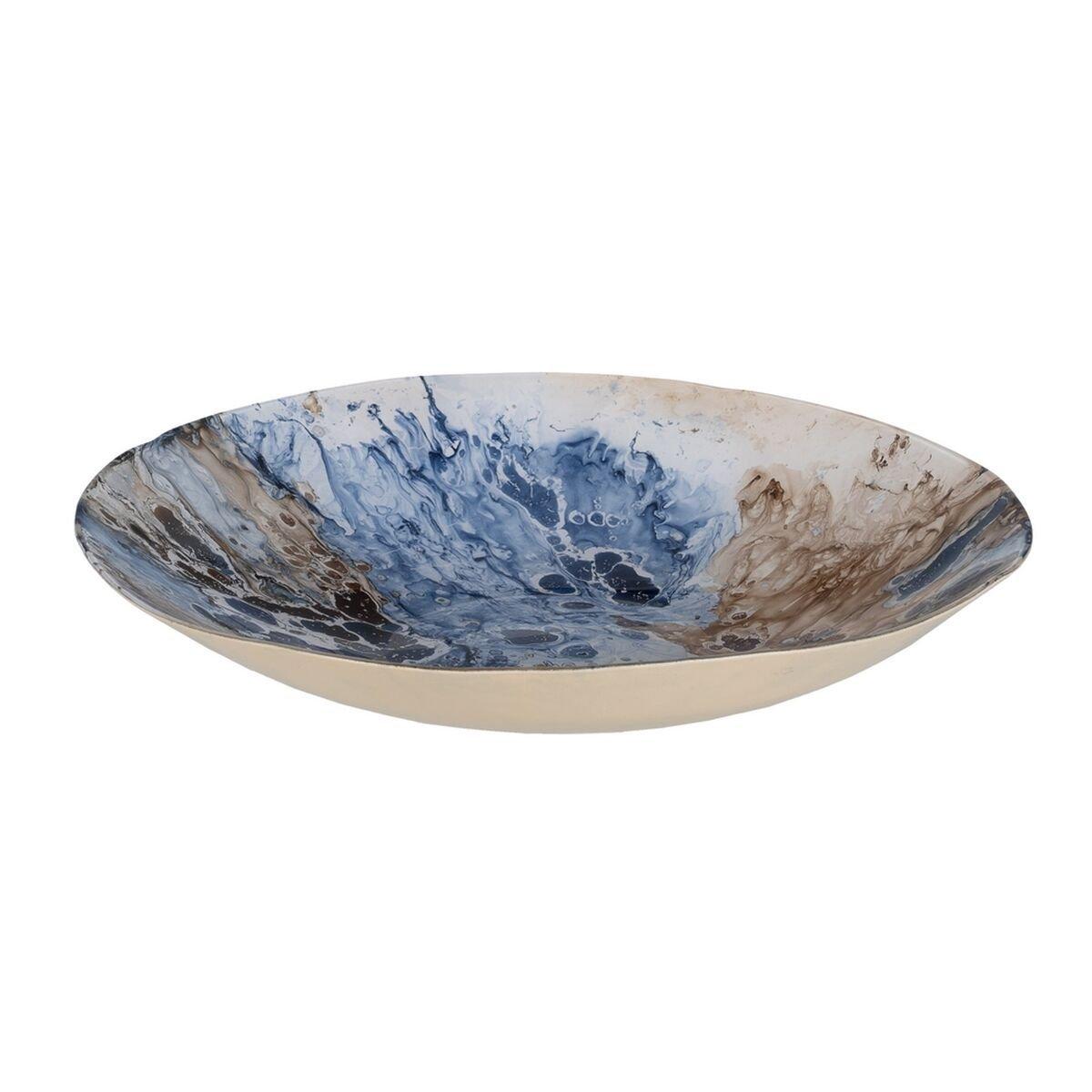Centro de Mesa Azul Marrón Cristal 39 x 39 x 6,5 cm