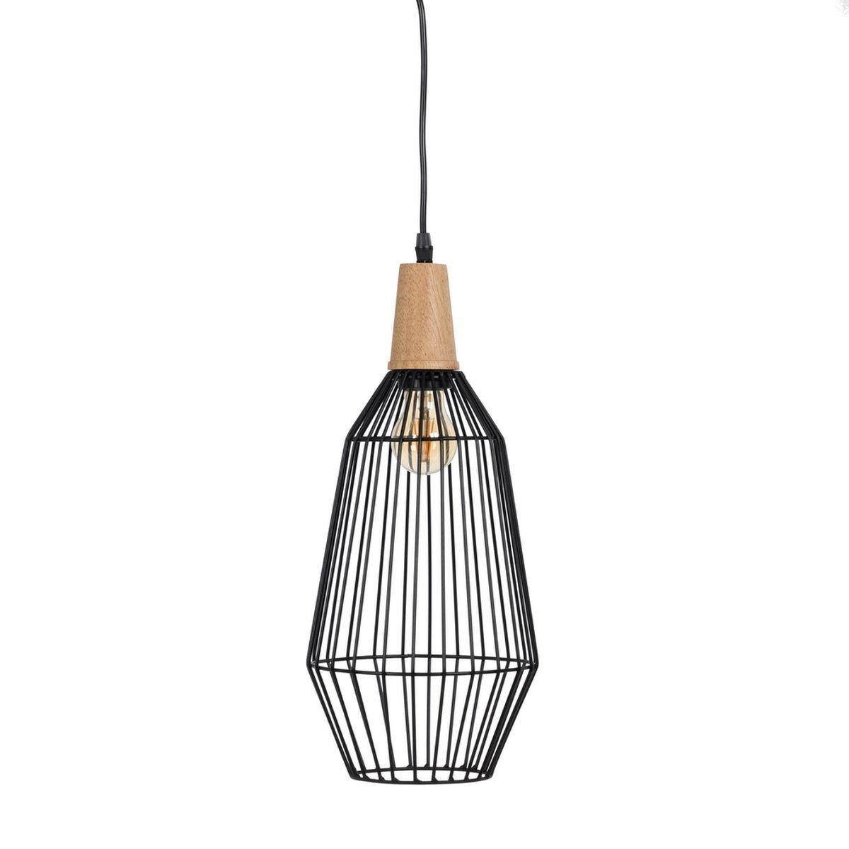 Lámpara de Techo Negro Natural Madera Hierro 220-240 V 20 x 19,5 cm