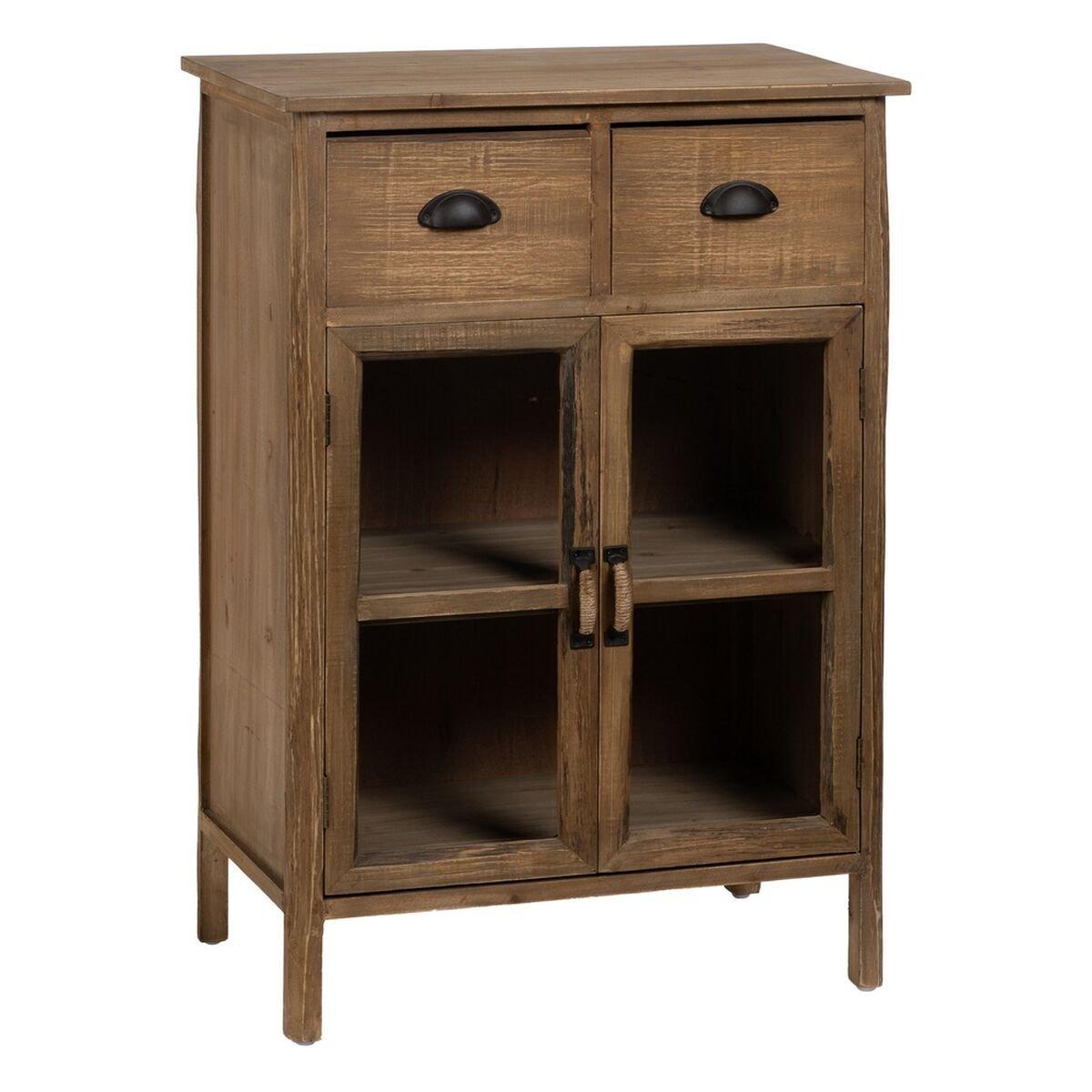 Vitrina con Doble Puerta de Cristal Natural Cristal Madera de abeto 64 x 37 x 92,5 cm