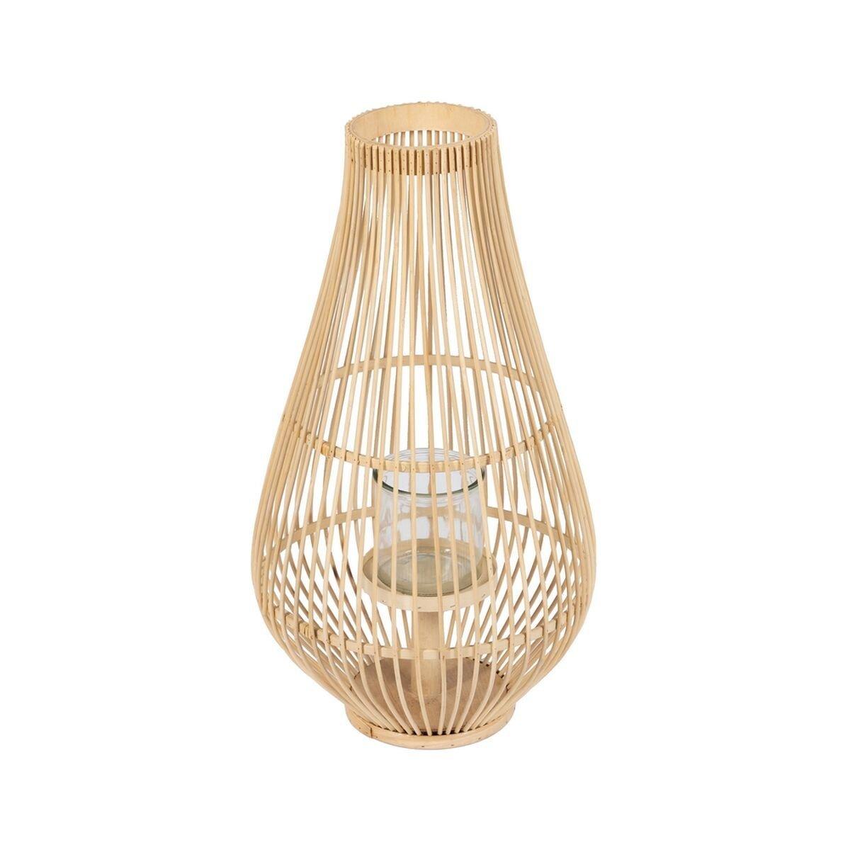 Farol Natural Bambú Cristal 30 x 30 x 55 cm