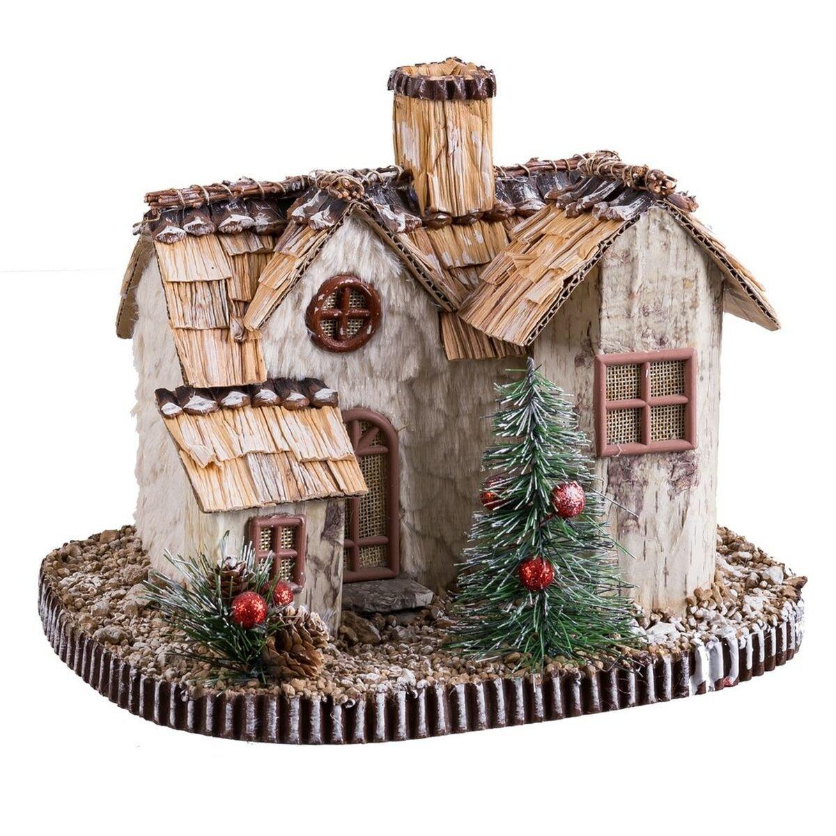 Accesorio para Belén de Navidad Multicolor Polyfoam Fibra natural Casa Iglesia 30 X 24 X 22 CM