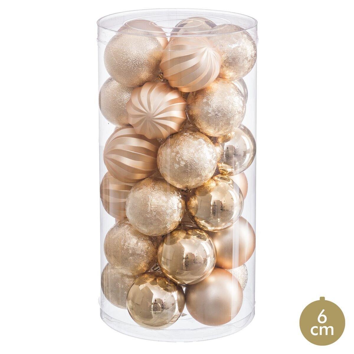 Bolas de Navidad Dorado Plástico Ø 6 cm (30 unidades)