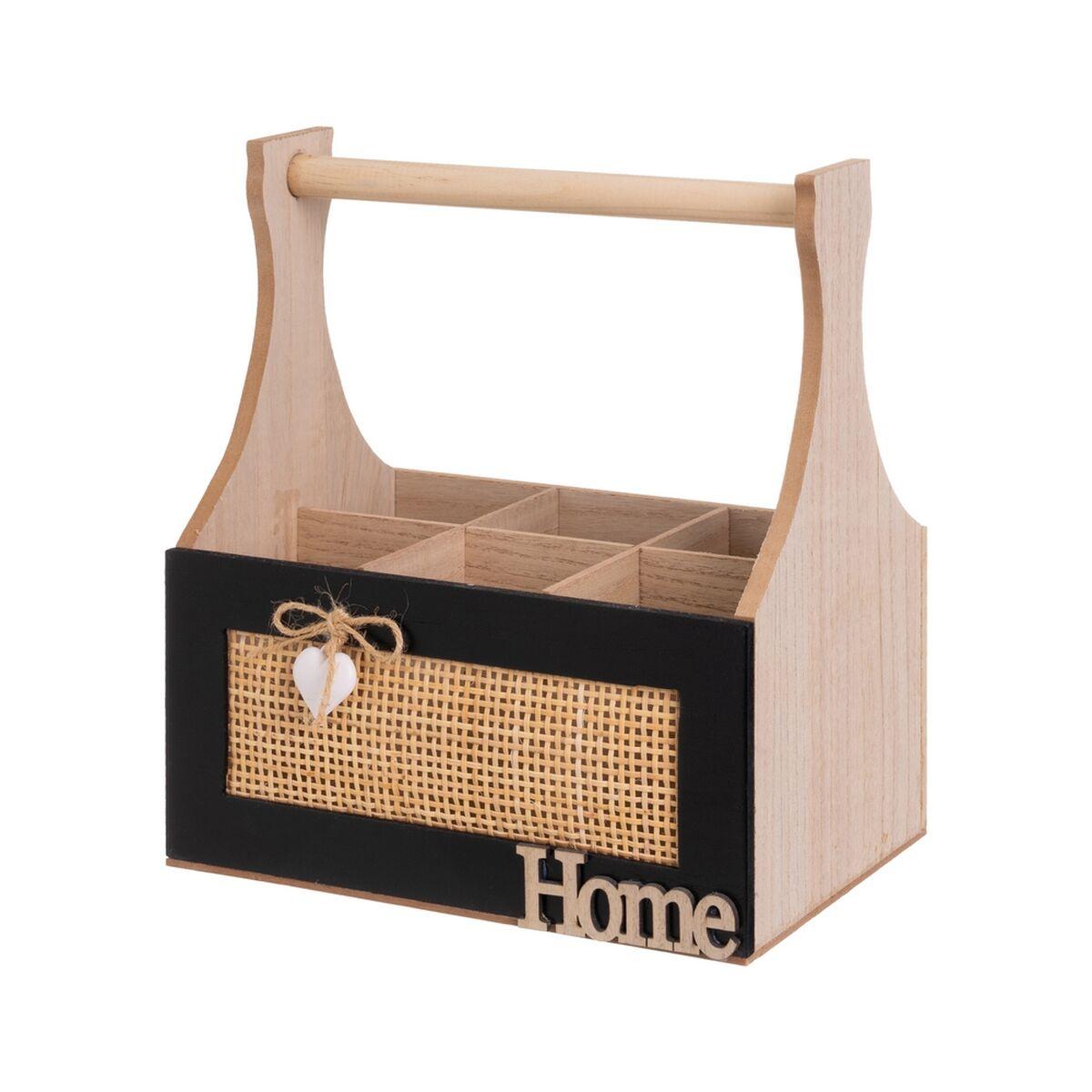 Caja Decorativa HEARTS Blanco Negro Natural Madera Caña Madera MDF