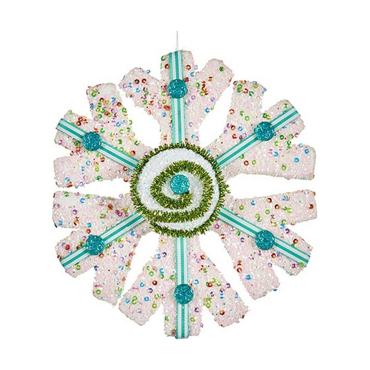 Adorno Navideño Krist+ Azul Blanco Verde Copos de nieve 17 x 6 x 17 cm