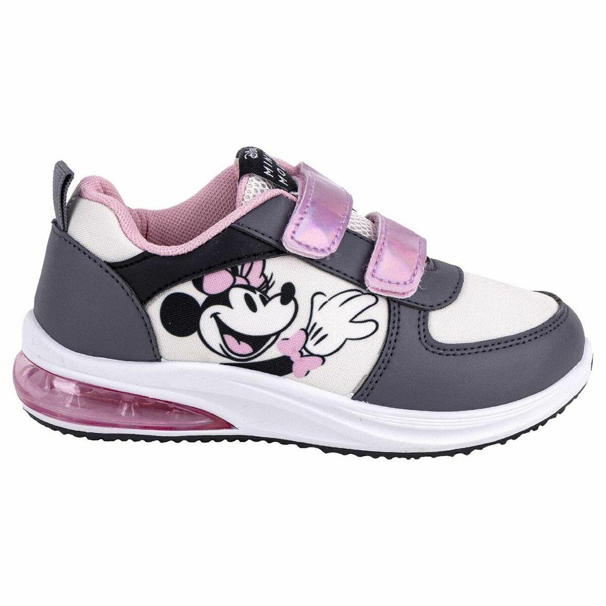 Zapatillas Deportivas con LED Minnie Mouse Gris Velcro