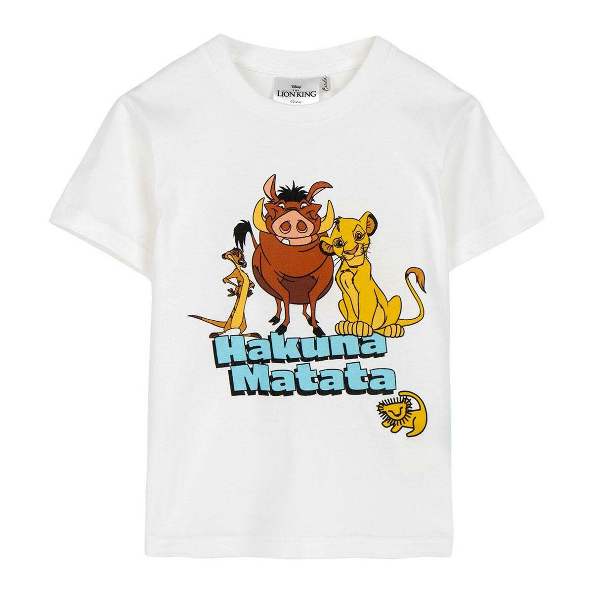 Camiseta de Manga Corta Infantil The Lion King Blanco