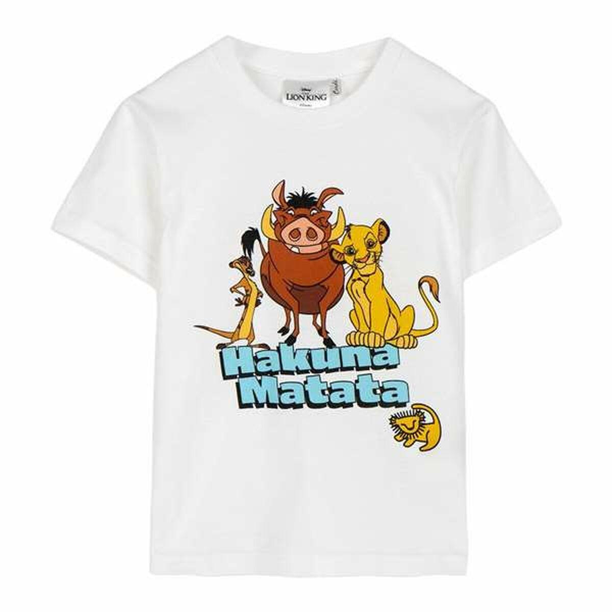 Camiseta de Manga Corta Infantil The Lion King Blanco