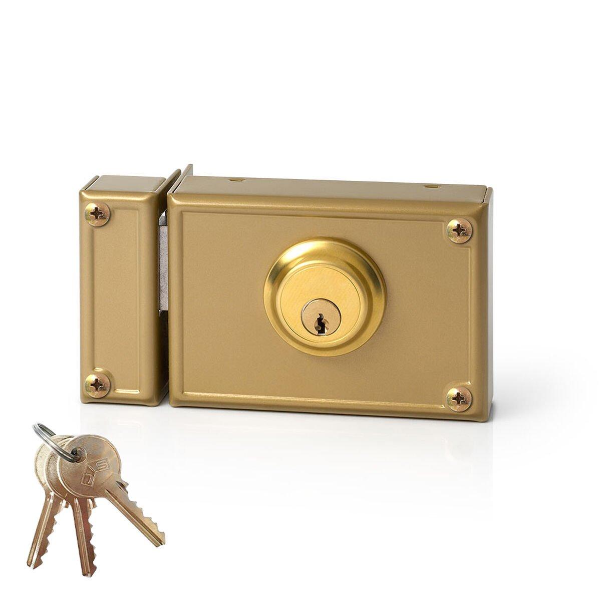 Cerradura de sobreponer Jis 11-12i Dorado 52 mm Izquierda 120 mm Sobreponer