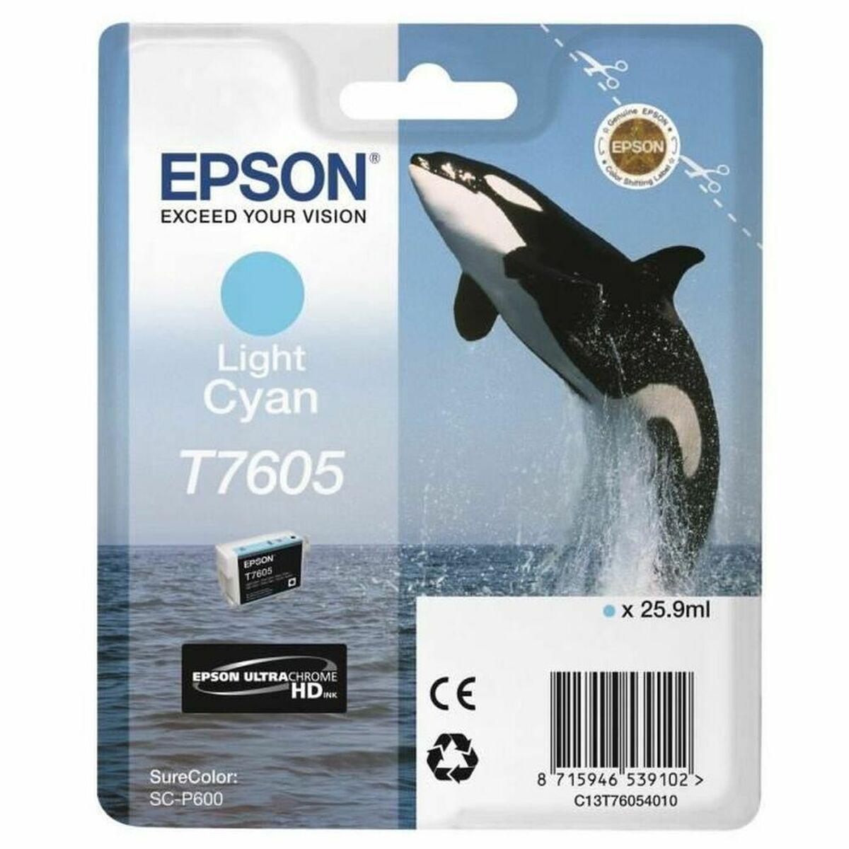 Cartucho de Tinta Original Epson T7605 Cian Claro Cian