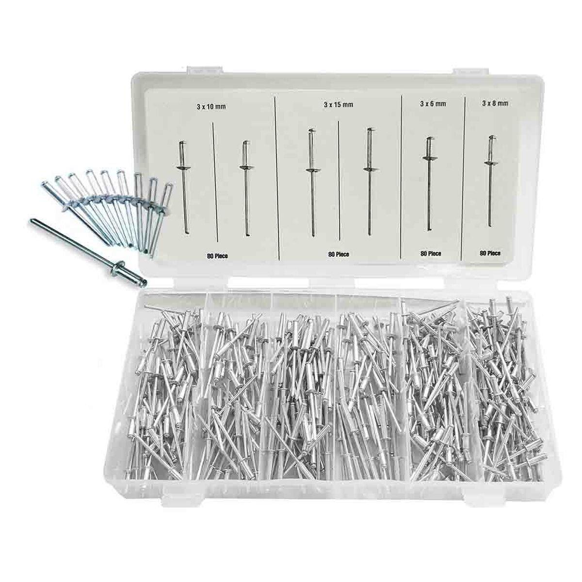 Remaches Bensontools metálico Acero Remaches 320 Piezas