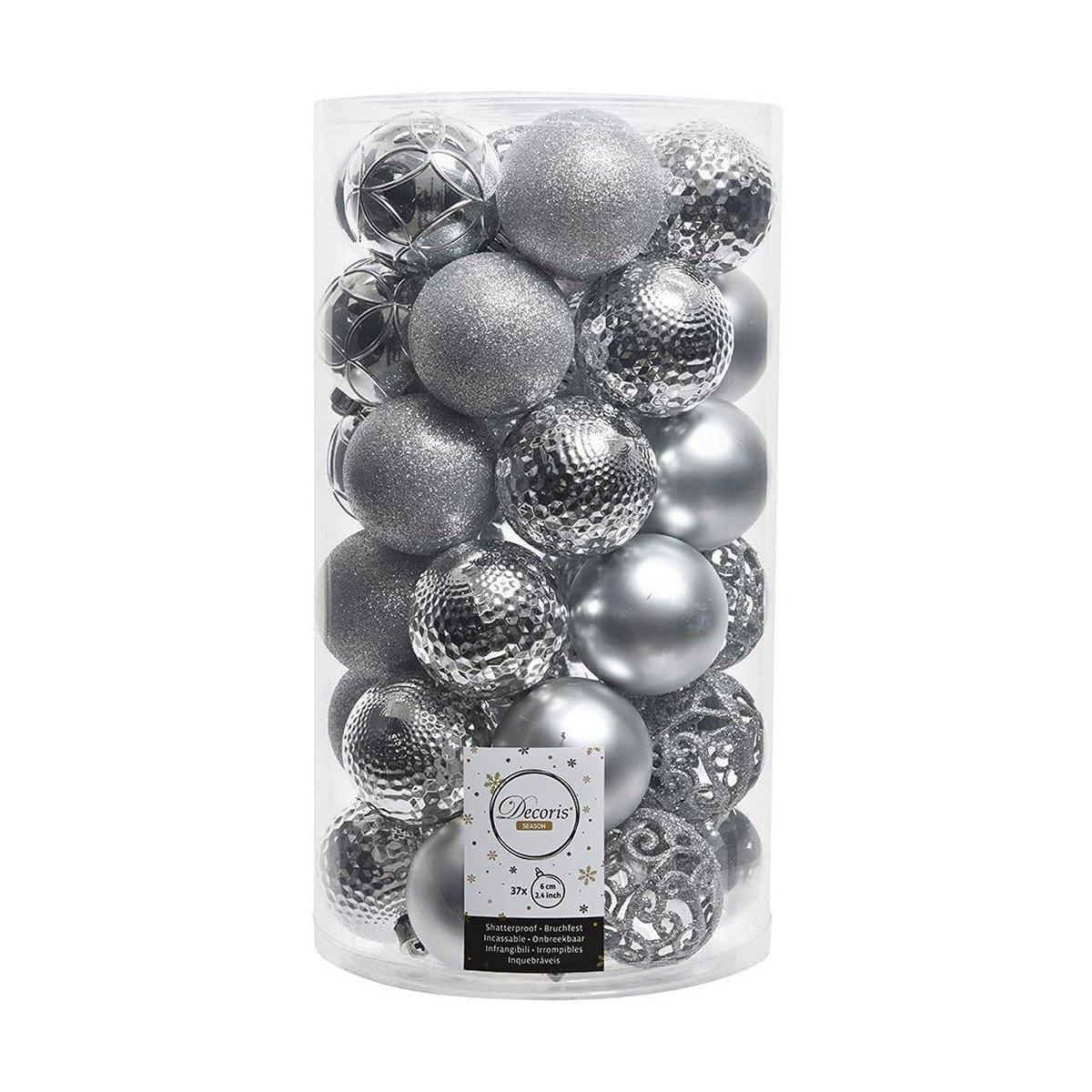 Bolas de Navidad Decoris Plateado 37 Piezas